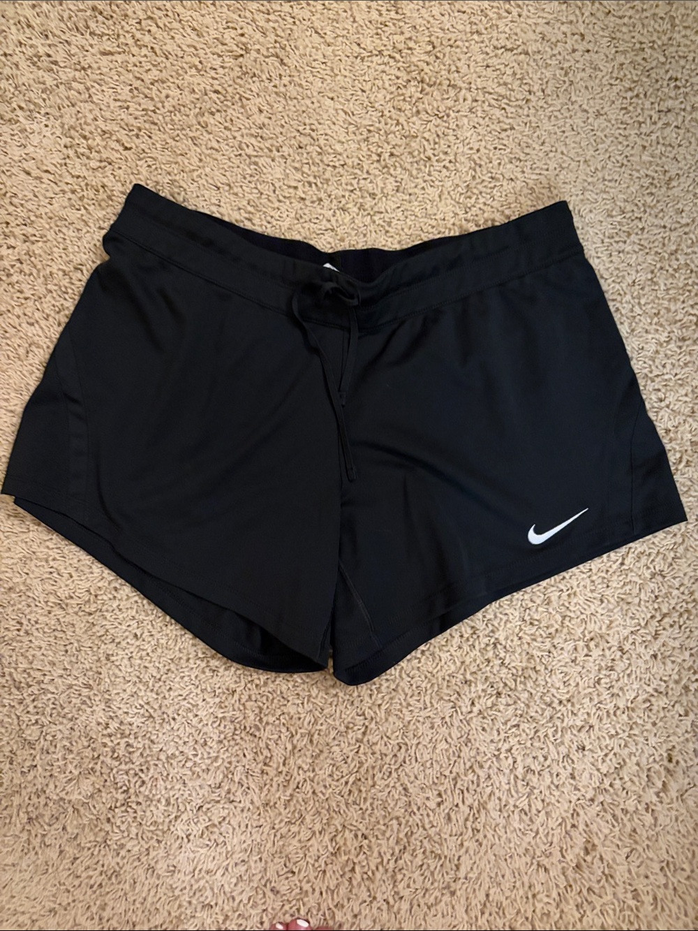 Nike Black Athletic Running Shorts with White Swoosh